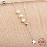 S925 Silver Freshwater Pearl Star Necklace Adjustable Clavicle Chain
