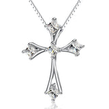 S925 Sterling Silver Crystal Cross Necklace Christ Religion Pendant