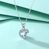 S925 Sterling Silver Necklace Heart-Shaped Zircon Pendant Inlaid Pink Diamond
