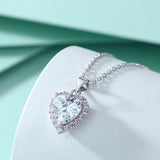 S925 Sterling Silver Necklace Heart-Shaped Zircon Pendant Inlaid Pink Diamond