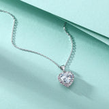 S925 Sterling Silver Necklace Heart-Shaped Zircon Pendant Inlaid Pink Diamond