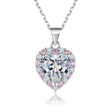 S925 Sterling Silver Necklace Heart-Shaped Zircon Pendant Inlaid Pink Diamond