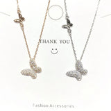 Butterfly Zircon Sterling Silver Necklace for Women