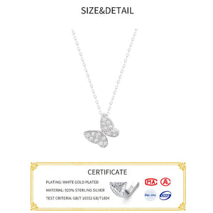 S925 Butterfly Tassel Necklace for Women Choker Collares Wedding Jewelry