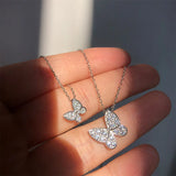 S925 Butterfly Tassel Necklace for Women Choker Collares Wedding Jewelry