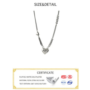S925 Heart Tassel Necklace Women Wedding Jewelry