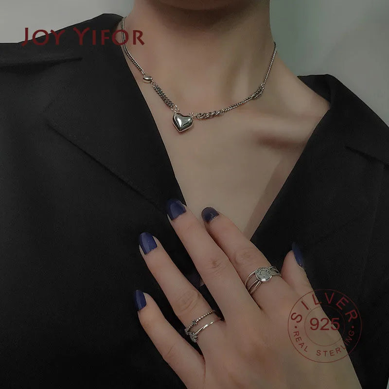 S925 Heart Tassel Necklace Women Wedding Jewelry