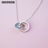 S925 Double Ring Pendant Necklace for Women