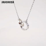 S925 Double Ring Pendant Necklace for Women