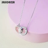 S925 Double Ring Pendant Necklace for Women