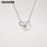 S925 Double Ring Pendant Necklace for Women