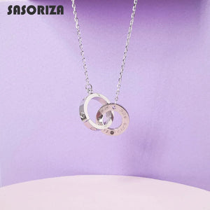 S925 Double Ring Pendant Necklace for Women