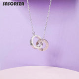S925 Double Ring Pendant Necklace for Women