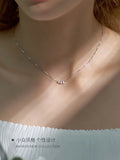 S925 Silver Necklace with Rhinestone Bean Beads Chain for Women