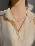 S925 Silver Necklace with Rhinestone Bean Beads Chain for Women