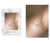 S925 Silver Necklace with Rhinestone Bean Beads Chain for Women