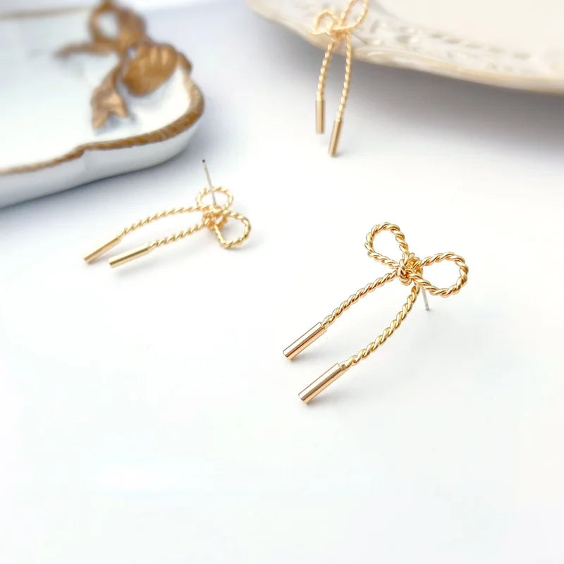 18K Gold Plated Bow Earrings, Hypoallergenic for Women