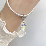 S925 Silver Hand of Fatima Crystal Pendant Bracelet Necklace DIY Beads