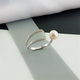 S925 Silver Adjustable Ring Setting for Fresh Water Pearl