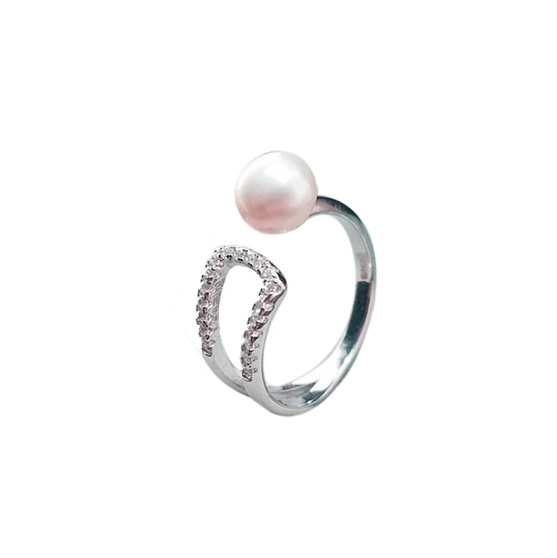 S925 Silver Adjustable Ring Setting for Fresh Water Pearl
