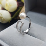 S925 Silver Adjustable Ring Setting for Fresh Water Pearl