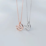 925 Silver Star Zircon Circle Pendant Necklace for Women
