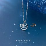 925 Silver Star Zircon Circle Pendant Necklace for Women