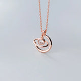 925 Silver Star Zircon Circle Pendant Necklace for Women