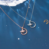 925 Silver Star Zircon Circle Pendant Necklace for Women