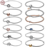 S925 Sterling Silver Pink Heart Bracelet for Women's DIY Jewelry