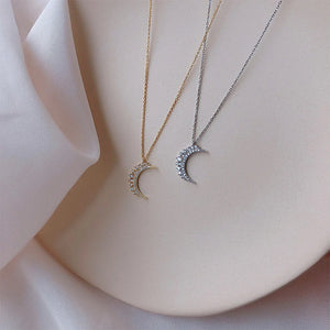 Moon Necklace 925 Sterling Silver Plated 14K Cold Wind Collar Chain