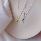 Moon Necklace 925 Sterling Silver Plated 14K Cold Wind Collar Chain