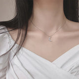 Moon Necklace 925 Sterling Silver Plated 14K Cold Wind Collar Chain