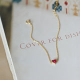 S925 Silver Plated 14K Red Heart Bracelet Women's Japanese Gem
