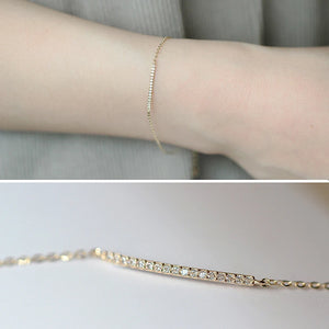 14K Gold Plated Diamond Bracelet, Elegant and Versatile Thin Design