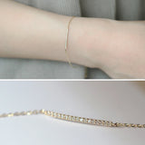 14K Gold Plated Diamond Bracelet, Elegant and Versatile Thin Design