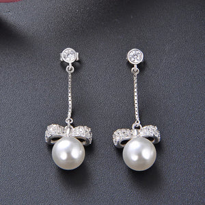 S925 Sterling Silver Retro Tassel Pearl Long Earrings