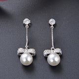 S925 Sterling Silver Retro Tassel Pearl Long Earrings