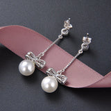 S925 Sterling Silver Retro Tassel Pearl Long Earrings