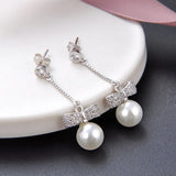 S925 Sterling Silver Retro Tassel Pearl Long Earrings