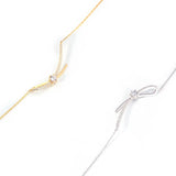 S925 Sterling Silver Ribbon Knot Necklace Clavicle Chain