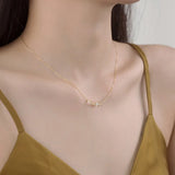 S925 Sterling Silver Ribbon Knot Necklace Clavicle Chain