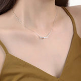 S925 Sterling Silver Ribbon Knot Necklace Clavicle Chain
