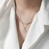 S925 Sterling Silver Double Layer Necklace Women's Accessory