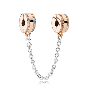 925 Silver Safety Chain for Bracelet with Logo Design