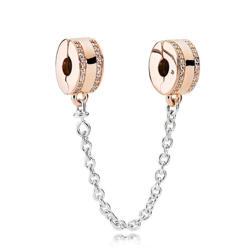 925 Silver Safety Chain for Bracelet with Logo Design