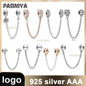 925 Silver Safety Chain for Bracelet with Logo Design