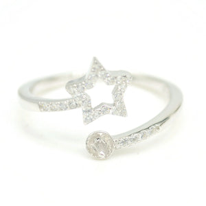 S925 Sterling Silver Open Star Pearl Ring Mounting