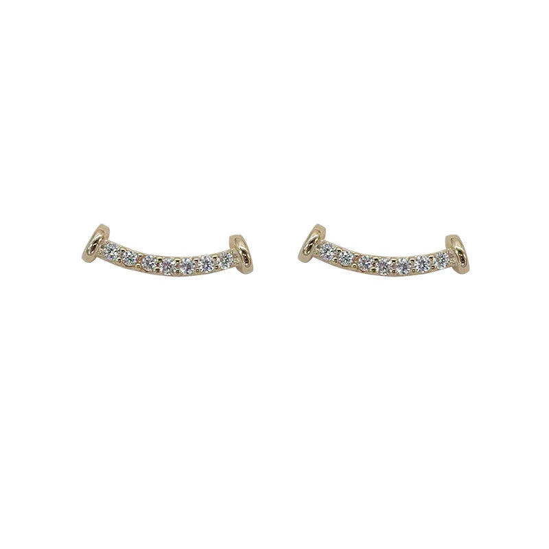 S925 Silver Smiley Face Earrings with Zirconium Diamond Inlay