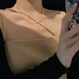 S925 Sterling Silver Sparkling Italian Three-Layer Bead Necklace